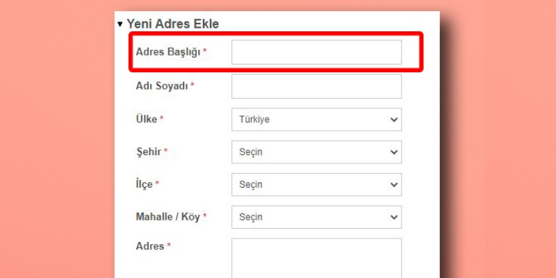 adres başlığı kısmı