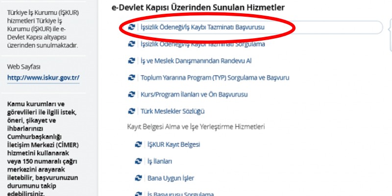 e devlet üzerinden işsizlik maaşı başvurusu